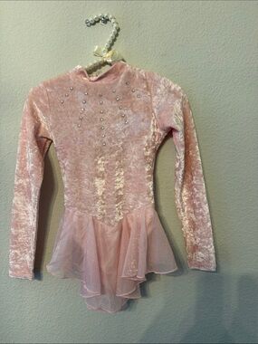 Avenue Pink Velvet Tulle Dance Dress with Rhinestones